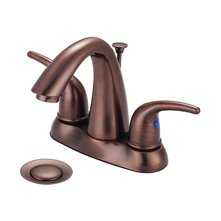 Two Handle Bathroom Faucet, NPSM, Centerset, Oil Rubbed Bronze, Center-Center Fitting Size: 4